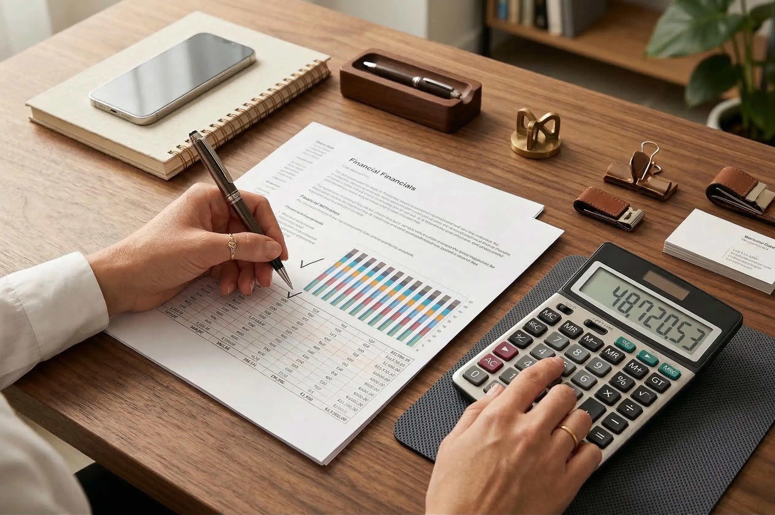 Immobilie berechnen – Papiere und Taschenrechner